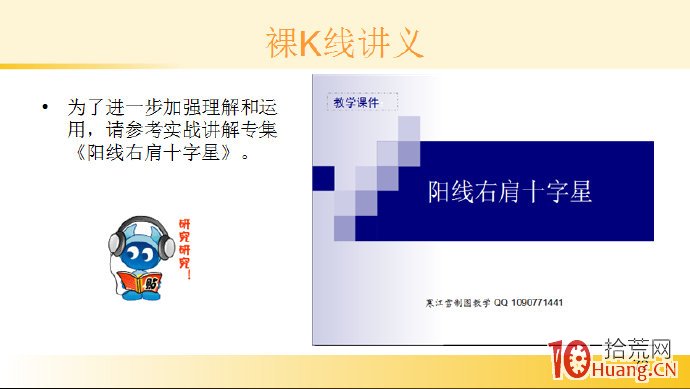 裸K線技術系統課程.42：兩根看漲K線之陽線右肩十字長（圖解）,拾荒網