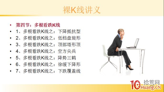 裸K線技術系統課程.28：多根看跌K線之下降抵抗形（圖解）,拾荒網