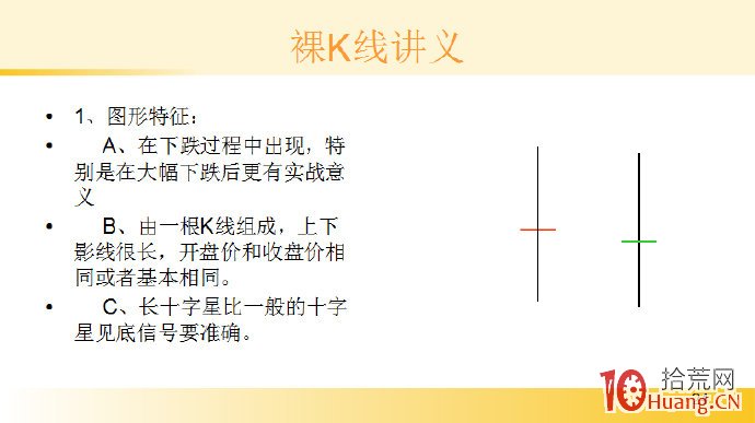 裸K線技術系統課程.36：單根看漲K線之底部十字長（圖解）,拾荒網