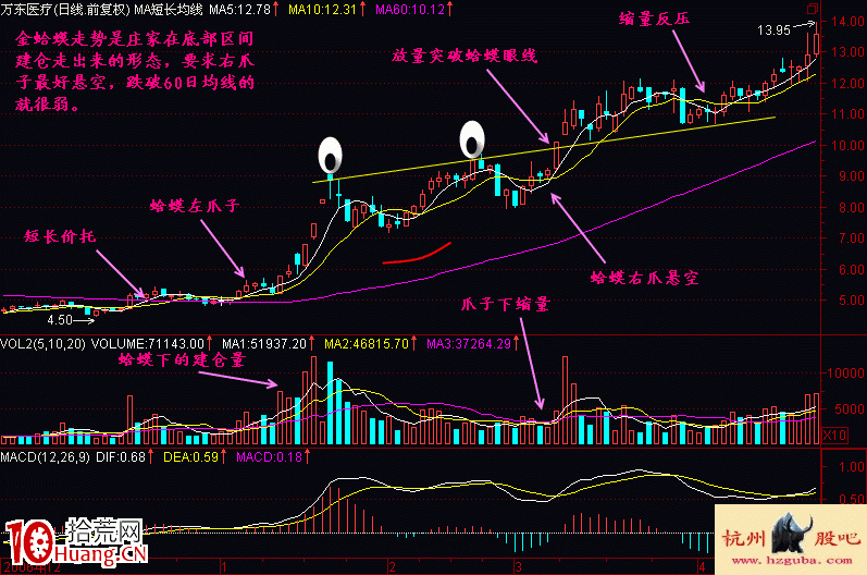 圖解金蛤蟆底部漲停板放量過頭形態,拾荒網
