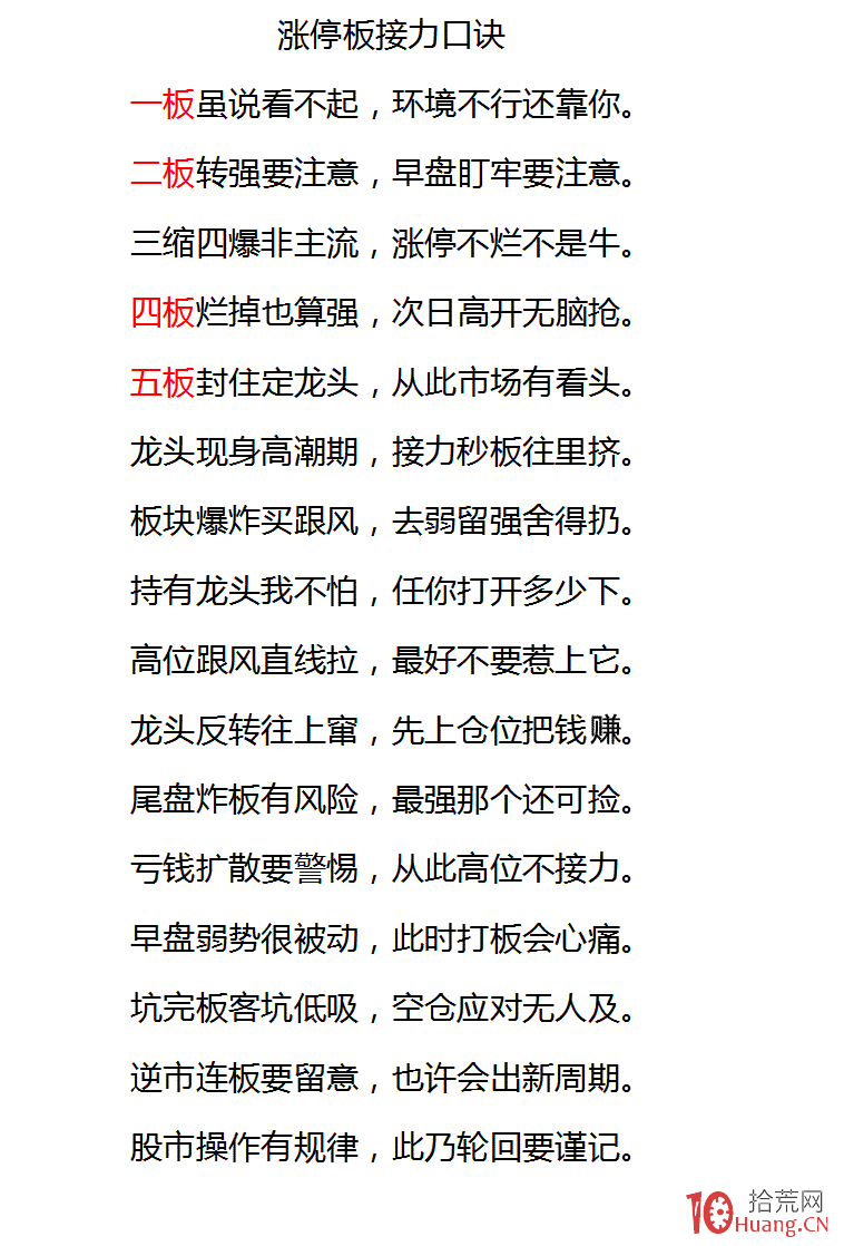 龍頭戰法之：漲停板接力口訣，超短打板必學必熟記,拾荒網