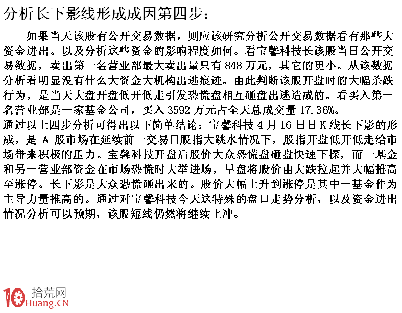個股長下影線成因盤口主力行為剖析圖解,拾荒網