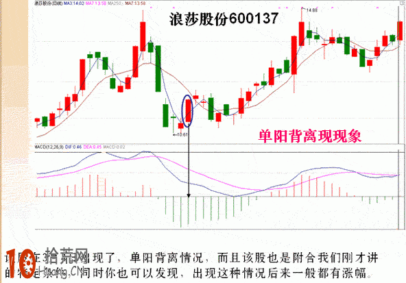 圖解什麼是MACD單陽背離形態,拾荒網
