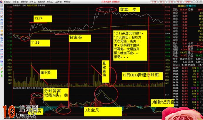 圖解實盤分時圖如何用MACD指標做日內T+0,拾荒網