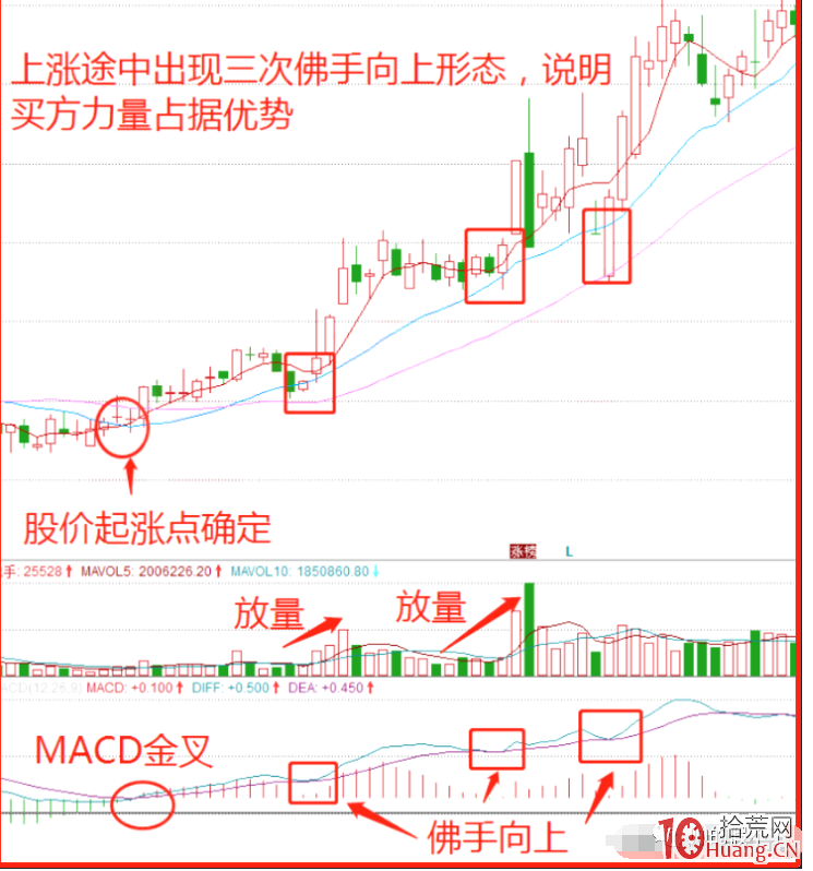 MACD指標“佛手向上”形態實戰案例技巧(圖解) MACD指標“佛手向上”形態實戰案例技巧(圖解),拾荒網