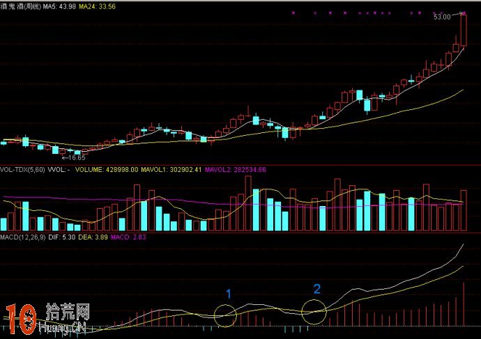 實例圖解驗證周線MACD零軸上方金叉買入捕捉大牛股,拾荒網
